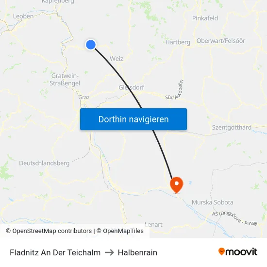 Fladnitz An Der Teichalm to Halbenrain map