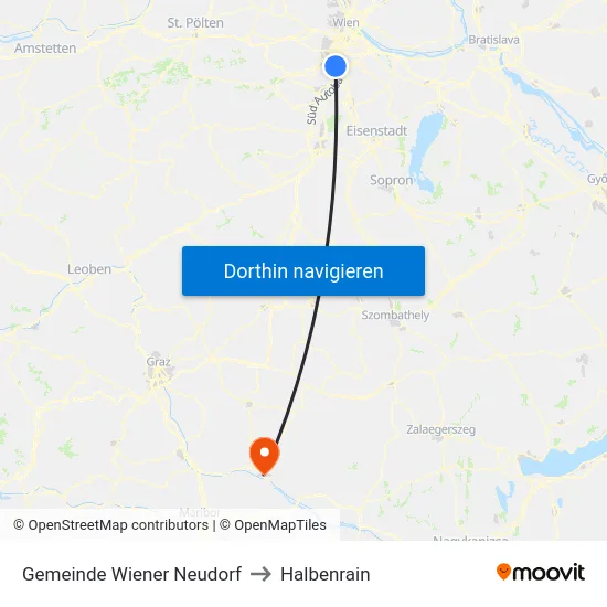 Gemeinde Wiener Neudorf to Halbenrain map