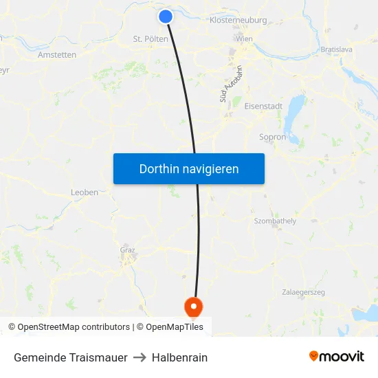 Gemeinde Traismauer to Halbenrain map
