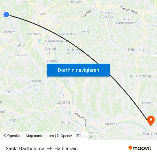 Sankt Bartholomä to Halbenrain map