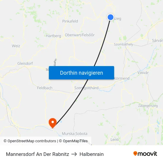Mannersdorf An Der Rabnitz to Halbenrain map