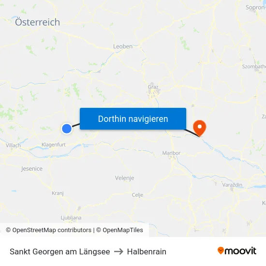 Sankt Georgen am Längsee to Halbenrain map