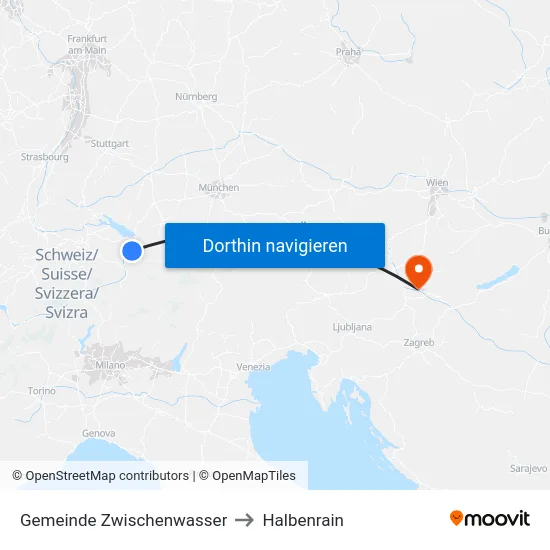 Gemeinde Zwischenwasser to Halbenrain map
