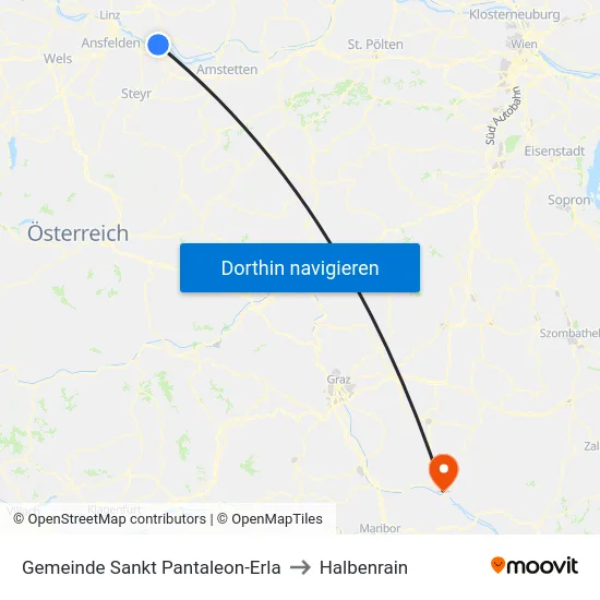 Gemeinde Sankt Pantaleon-Erla to Halbenrain map
