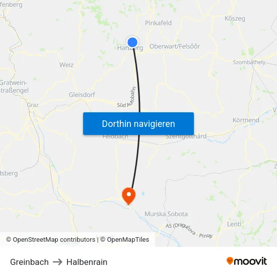 Greinbach to Halbenrain map