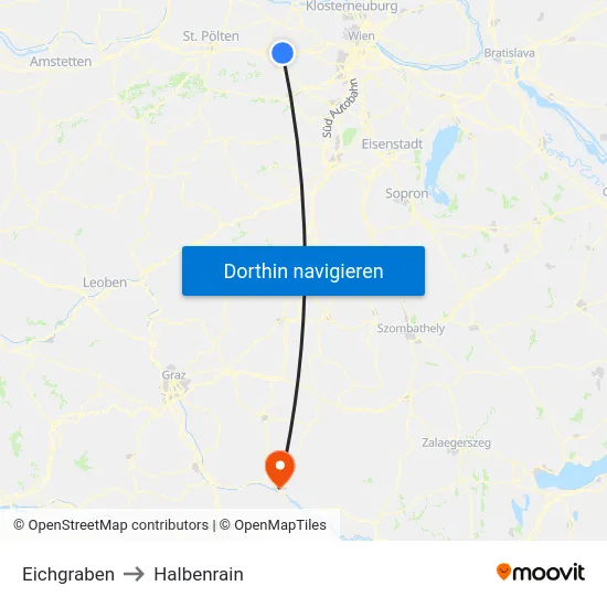 Eichgraben to Halbenrain map