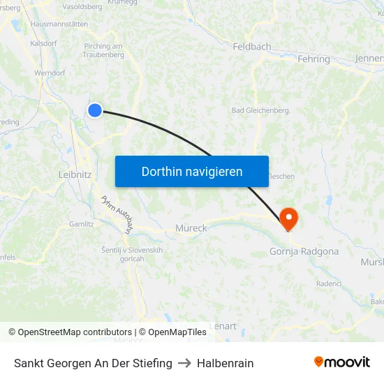 Sankt Georgen An Der Stiefing to Halbenrain map