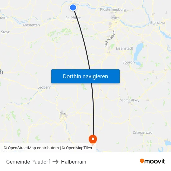 Gemeinde Paudorf to Halbenrain map