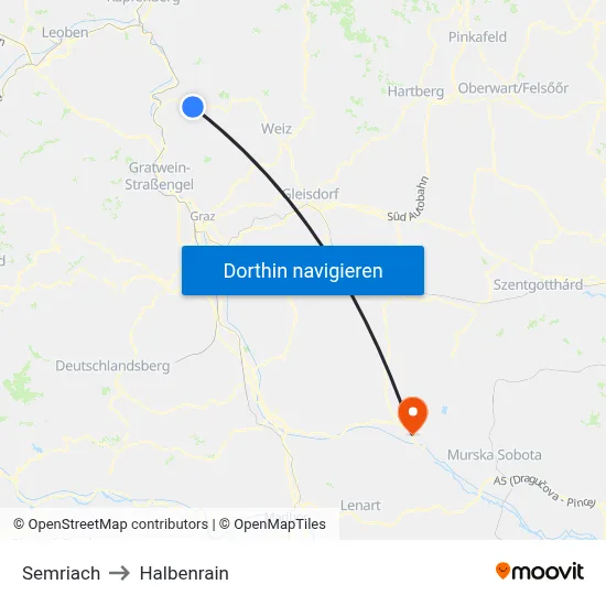 Semriach to Halbenrain map