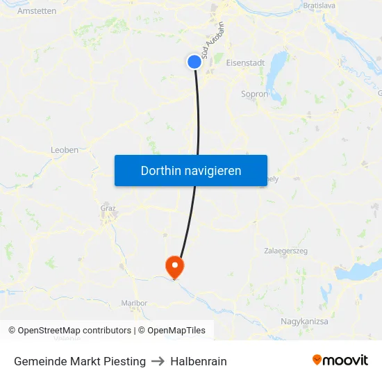 Gemeinde Markt Piesting to Halbenrain map