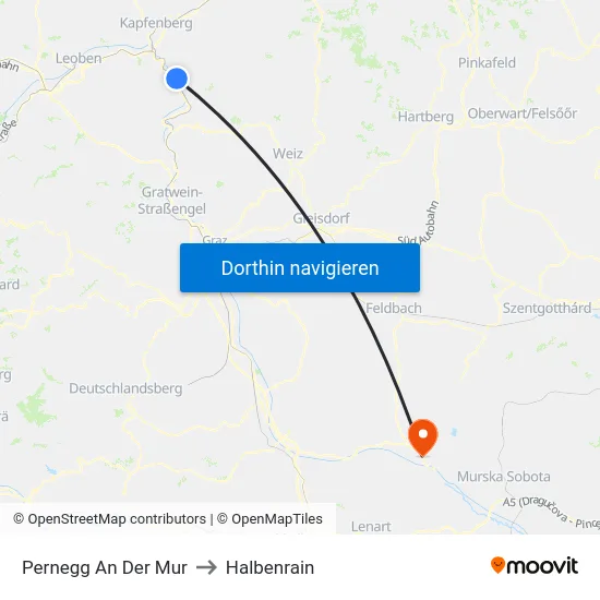 Pernegg An Der Mur to Halbenrain map