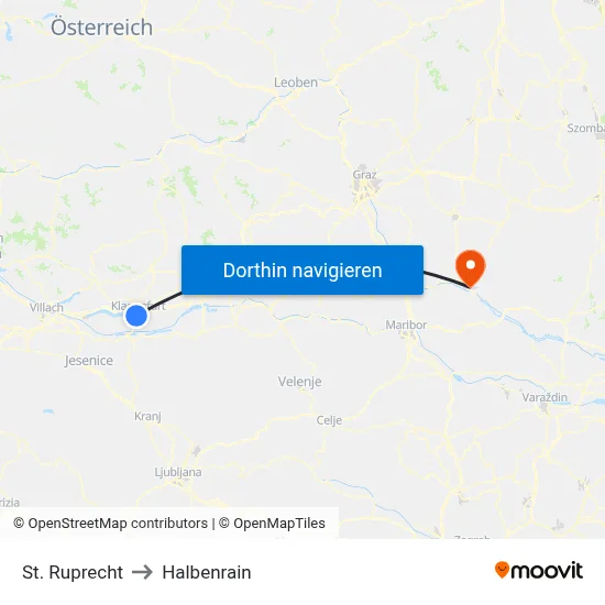 St. Ruprecht to Halbenrain map