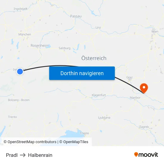 Pradl to Halbenrain map