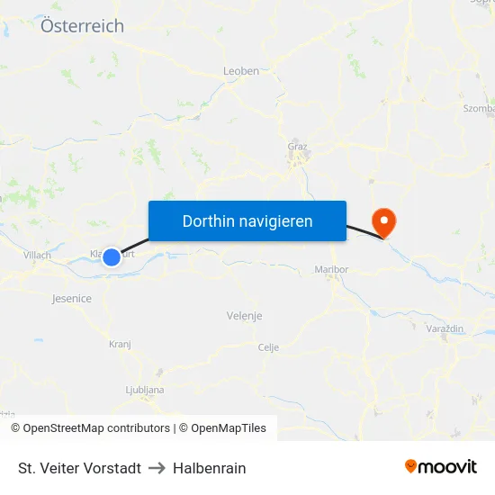 St. Veiter Vorstadt to Halbenrain map
