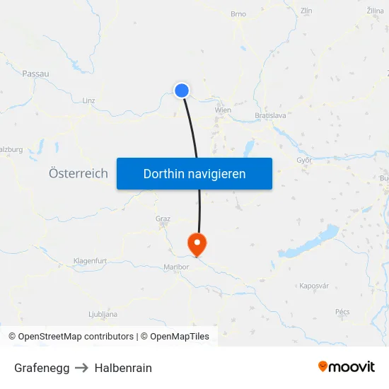 Grafenegg to Halbenrain map