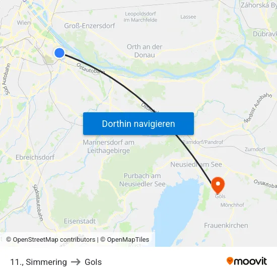 11., Simmering to Gols map