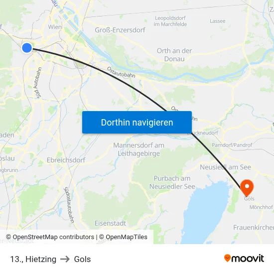 13., Hietzing to Gols map