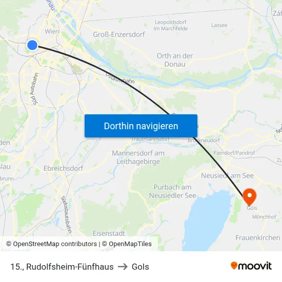 15., Rudolfsheim-Fünfhaus to Gols map