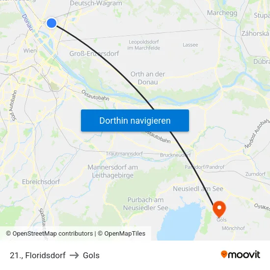 21., Floridsdorf to Gols map