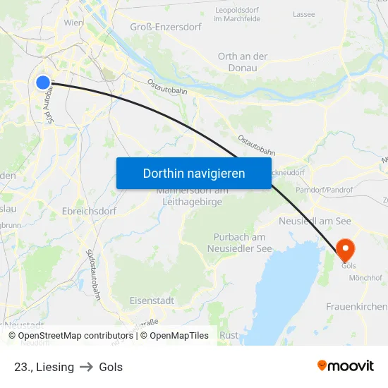 23., Liesing to Gols map