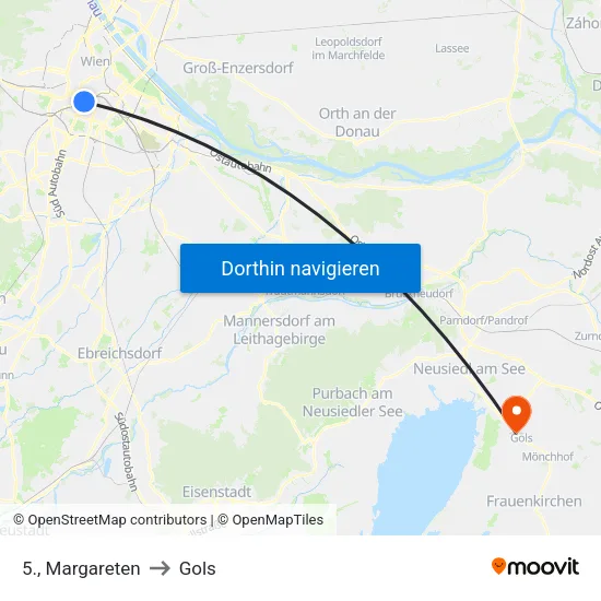 5., Margareten to Gols map