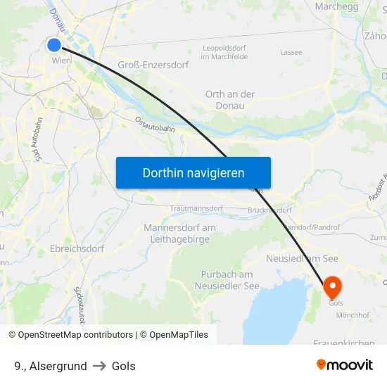 9., Alsergrund to Gols map