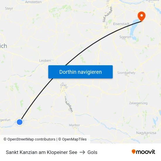 Sankt Kanzian am Klopeiner See to Gols map