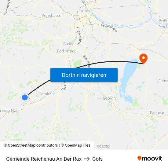 Gemeinde Reichenau An Der Rax to Gols map