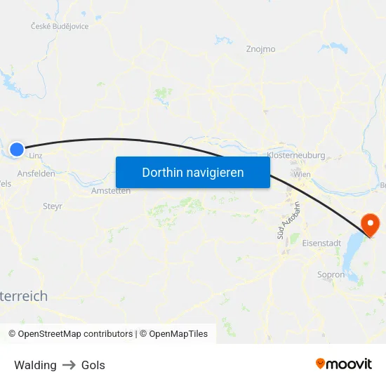 Walding to Gols map