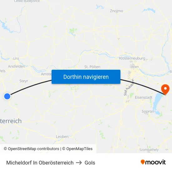 Micheldorf In Oberösterreich to Gols map