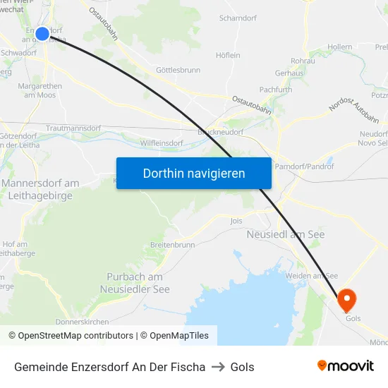Gemeinde Enzersdorf An Der Fischa to Gols map