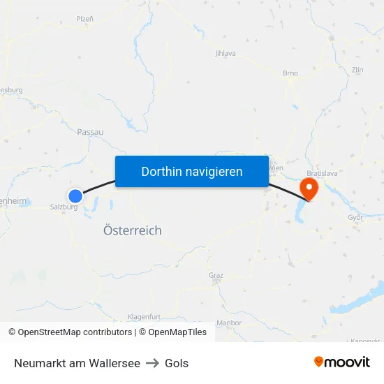 Neumarkt am Wallersee to Gols map
