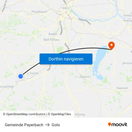 Gemeinde Payerbach to Gols map
