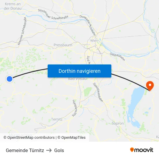 Gemeinde Türnitz to Gols map