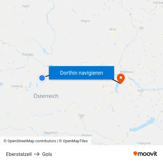 Eberstalzell to Gols map