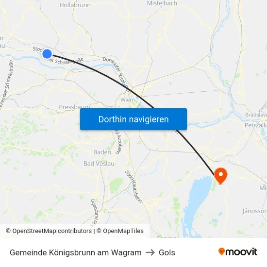Gemeinde Königsbrunn am Wagram to Gols map