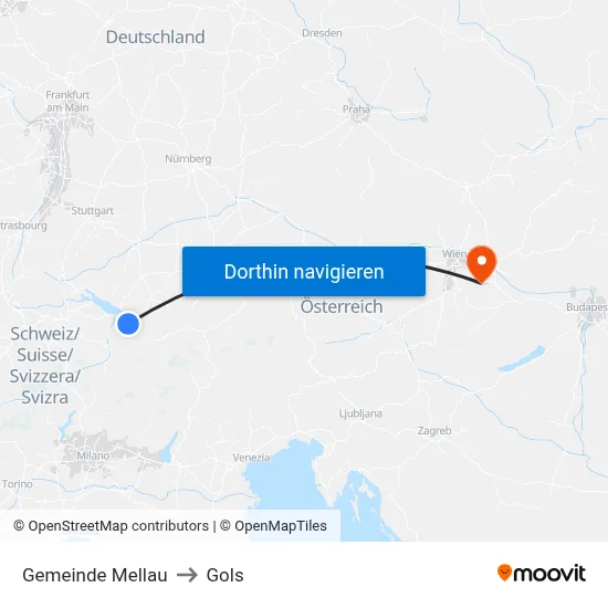 Gemeinde Mellau to Gols map