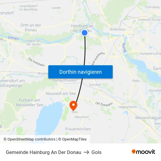 Gemeinde Hainburg An Der Donau to Gols map