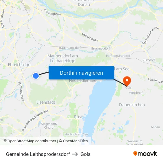 Gemeinde Leithaprodersdorf to Gols map