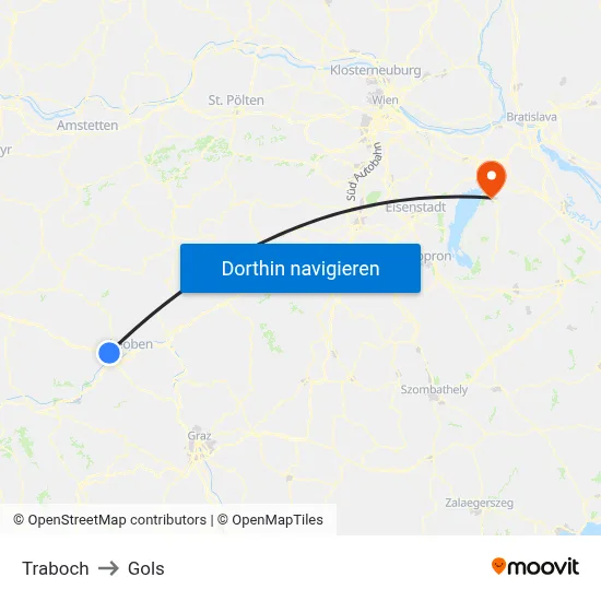 Traboch to Gols map