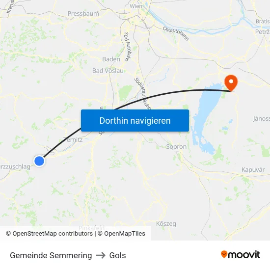 Gemeinde Semmering to Gols map