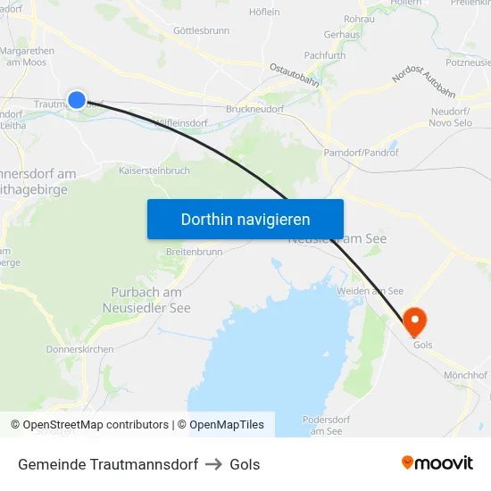 Gemeinde Trautmannsdorf to Gols map