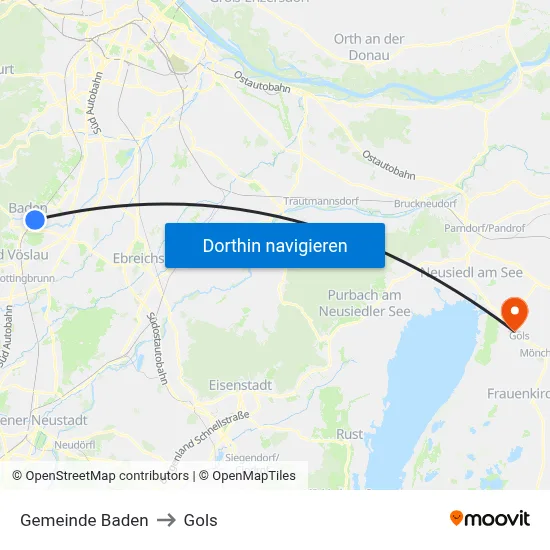 Gemeinde Baden to Gols map
