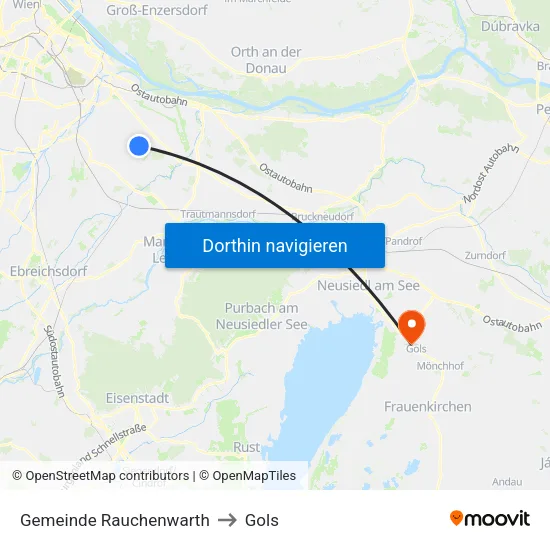 Gemeinde Rauchenwarth to Gols map