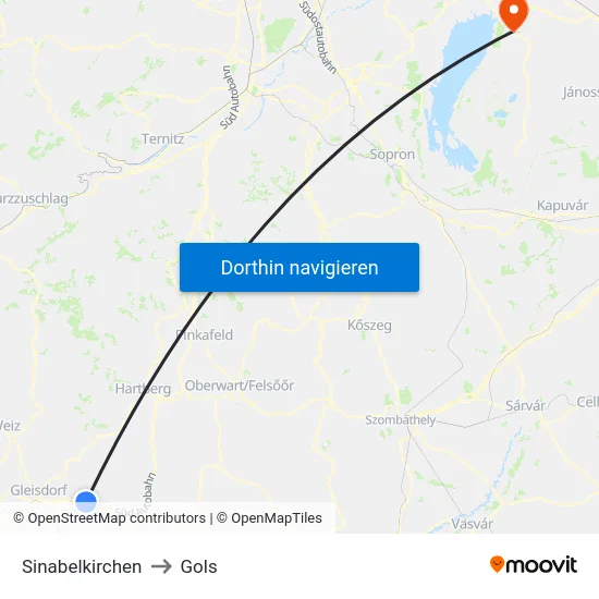 Sinabelkirchen to Gols map