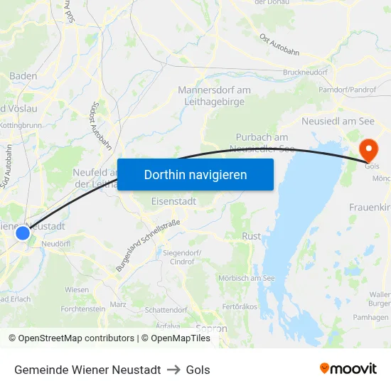 Gemeinde Wiener Neustadt to Gols map
