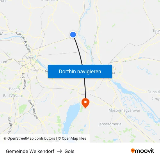 Gemeinde Weikendorf to Gols map
