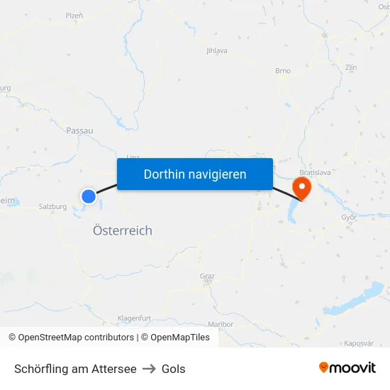 Schörfling am Attersee to Gols map