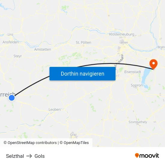 Selzthal to Gols map