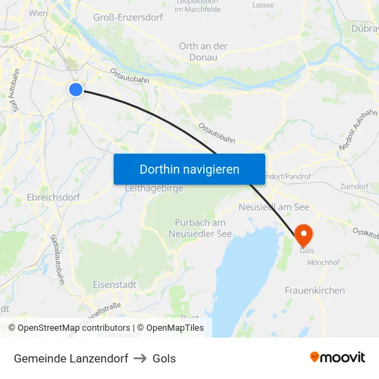 Gemeinde Lanzendorf to Gols map